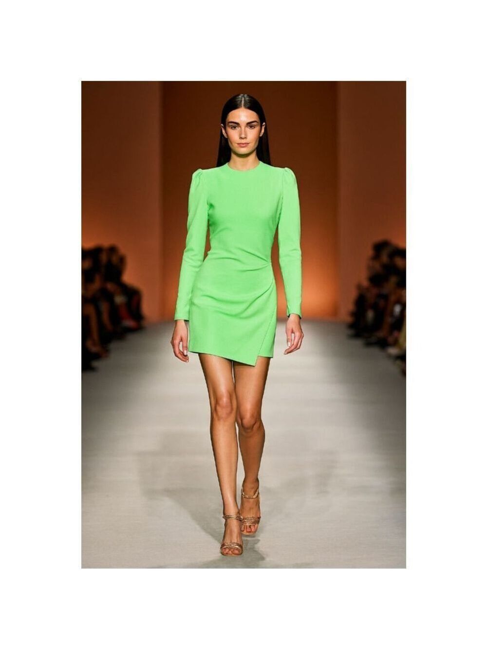 A.L.C. Lime Green Long Sleeve Asymmetrical Mini Dress Sizes 6, & 8 - Picture 2 of 6